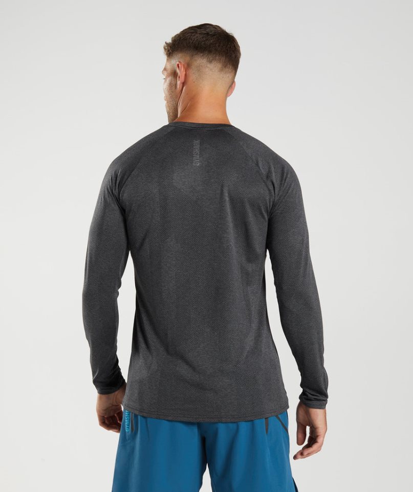 Koszulki Gymshark Apex Long Sleeve Męskie Czarne | PL 362UOE